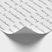 Minimal frohe Weihnachtstypografie Schwarz-weiß Geschenkpapier (Ecke)