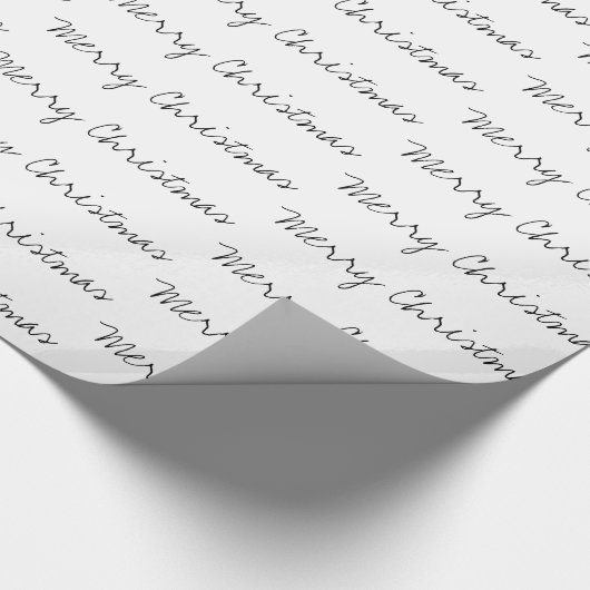 Minimal frohe Weihnachtstypografie Schwarz-weiß Geschenkpapier (Ecke)