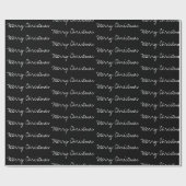 Minimal frohe Weihnachtstypografie Schwarz-weiß Geschenkpapier (Flach)