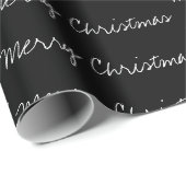 Minimal frohe Weihnachtstypografie Schwarz-weiß Geschenkpapier (Rolleneckpunkt)