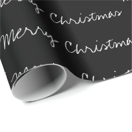Minimal frohe Weihnachtstypografie Schwarz-weiß Geschenkpapier