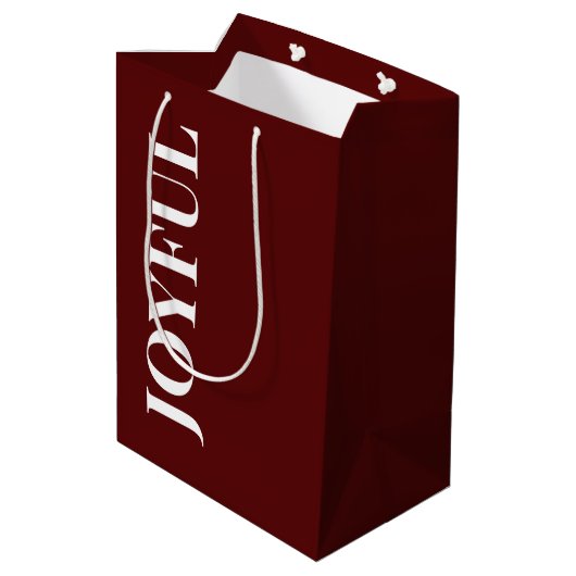 Minimal FRÖHLICH | Deep Red Holiday Mittlere Geschenktüte (Rückseite Schrägansicht)