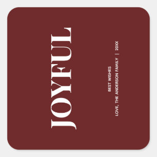 Minimal FRÖHLICH Deep Red Holiday Quadratischer Aufkleber