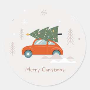 Minimal fröhlicher Weihnachtsstamm Runder Aufkleber