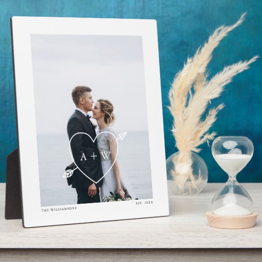 Minimal Full Wedding Foto, Heat & Arrow Initialen Fotoplatte (Seite)