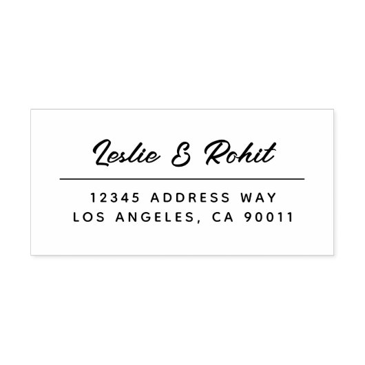 Minimal Fun Couple's Name and Address Wedding Permastempel (Design)