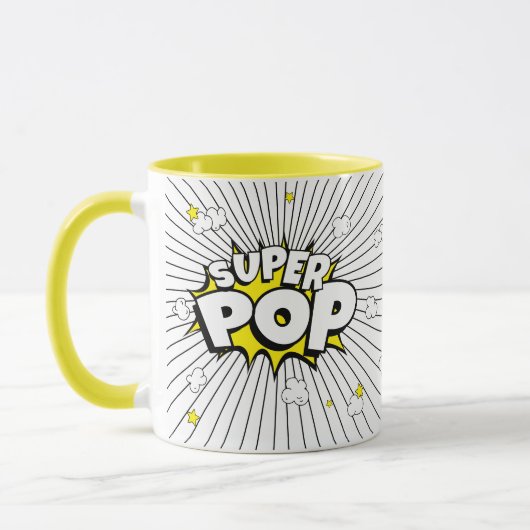 Minimal Fun SUPER POP! Popcorn Pun | Pop Art Tasse (Links)