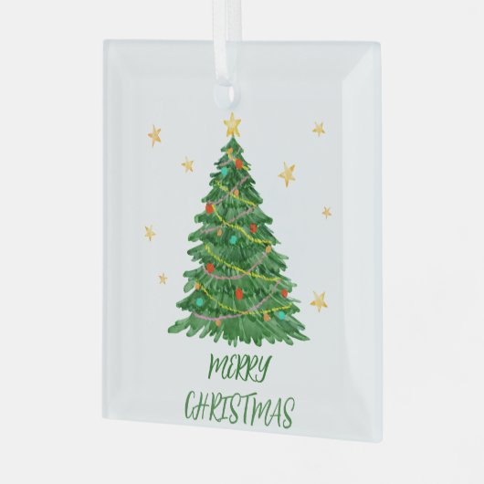 Minimal Fun Wasserfarben Tree Ornament (Vorderseite links)