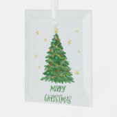 Minimal Fun Wasserfarben Tree Ornament Aus Glas (Vorderseite links)