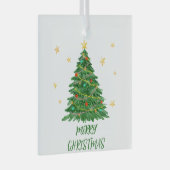 Minimal Fun Wasserfarben Tree Ornament Aus Glas (Vorderseite Rechts)