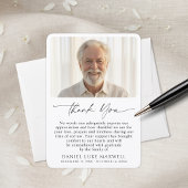 Minimal Funeral Memorial Photo Script Thank You Dankeskarte