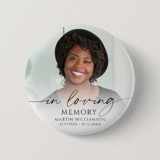 Minimal Funeral Photo In Loving Memory Memorial Button (Vorderseite)