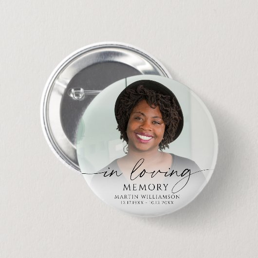 Minimal Funeral Photo In Loving Memory Memorial Button (Vorne & Hinten)