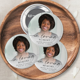 Minimal Funeral Photo In Loving Memory Memorial Button