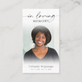 Minimal Funeral Photo In Loving Memory Prayer Card Visitenkarte (Vorderseite)