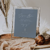 Minimal Funny Dusty Blue Wedding Open Bar Sign Poster