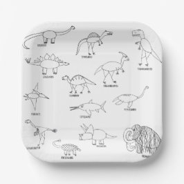 Minimal Funny Educational Dinosaur Kids Party Pappteller