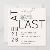 Minimal Funny Modern Floral Dusty Blue and Buff Einladung (Vorderseite)