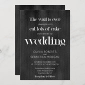 Minimal Funny Typografy Black Textured Wedding Einladung (Vorne/Hinten)