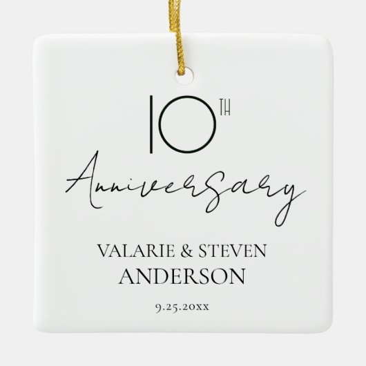 Minimal für 10 Jahre Keramikornament (Vorderseite)