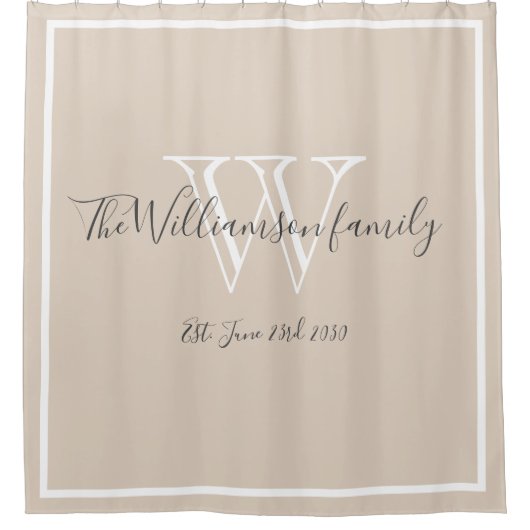 Minimal für das Hochzeitsgeschenk Mongram Script r Duschvorhang (Vorderseite)
