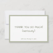 Minimal für Lässige Handschrift bei Dusty Green Dankeskarte (Vorderseite)