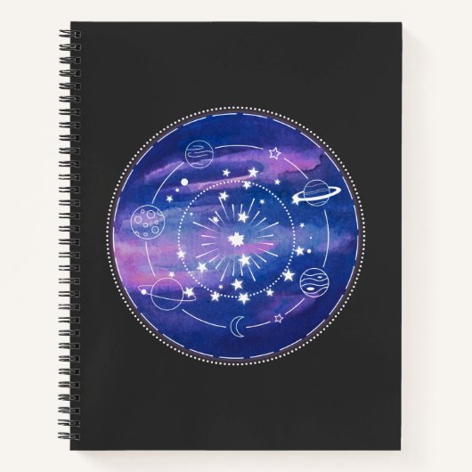 Minimal Galaxy Moon Design | Cosmic Aesthetic Art Notizblock (Vorderseite)