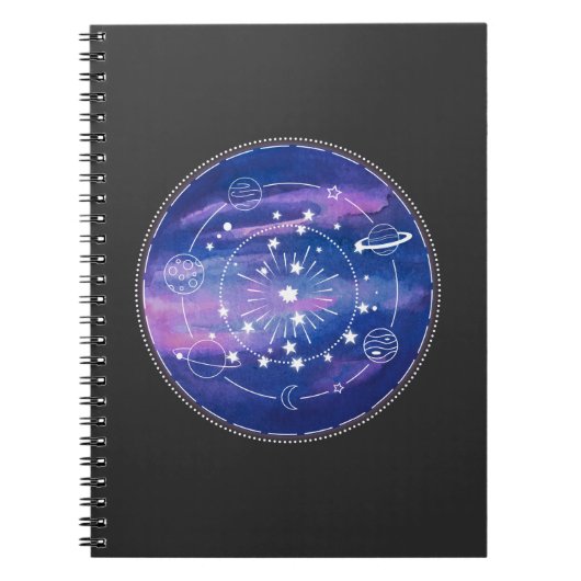 Minimal Galaxy Moon Design | Cosmic Aesthetic Art Notizblock (Vorderseite)