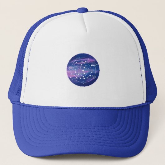Minimal Galaxy Moon Design | Cosmic Aesthetic Art Truckerkappe (Vorderseite)