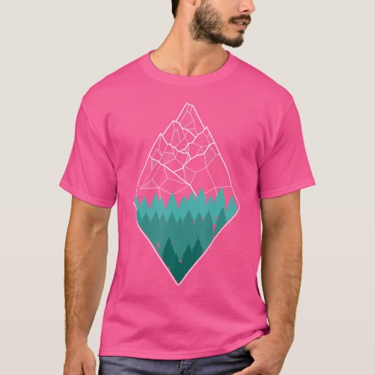 Minimal Gebirge Geometrie Außenwelt Wandern T-Shirt (Vorderseite)