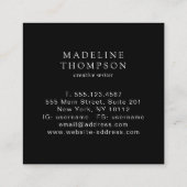 Minimal gebürstete metallische Rose Gold Black Mon Quadratische Visitenkarte (Rückseite)