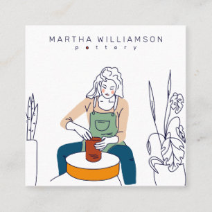 Minimal gedämpfte Pastellfarben Illustration Töpfe Quadratische Visitenkarte
