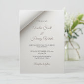 Minimal geklappter Schatten Moderne Hochzeitseinla Einladung (Stehend Vorderseite)