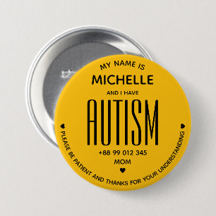 Minimal Gelb Autismus-Bewusstsein ASD ADHS Spezial Button