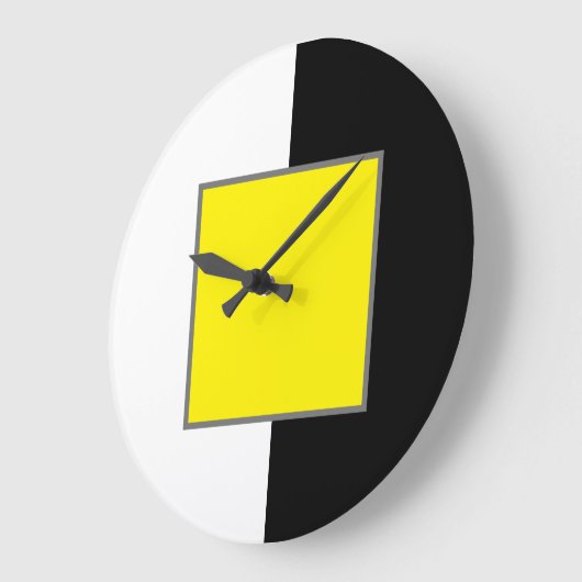 Minimal gelb, weiß und schwarz modern große wanduhr (Winkel)