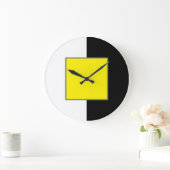 Minimal gelb, weiß und schwarz modern große wanduhr (Zuhause)