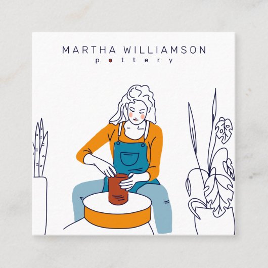 Minimal gelbe blaue Illustratorkerze Quadratische Visitenkarte (Vorderseite)