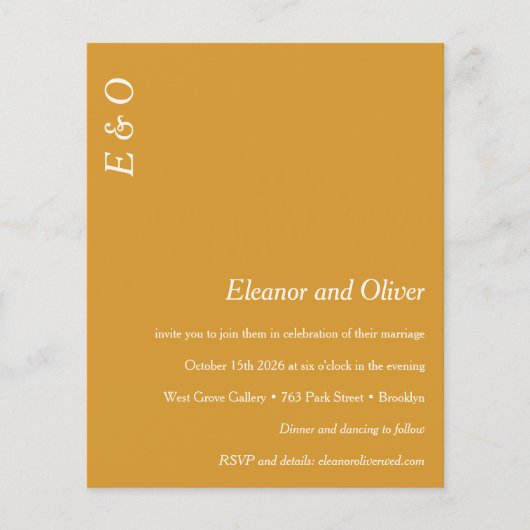 Minimal gelbes Elegantes Hochzeitsempfang (Vorderseite)