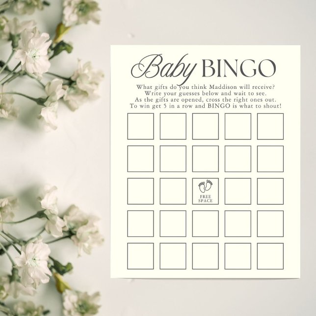 Minimal Gender Neutral Baby Shower Bingo Game (Von Creator hochgeladen)