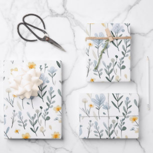 Minimal Gentle Colorful Garden Wildblumen Kinderzi Geschenkpapier Set