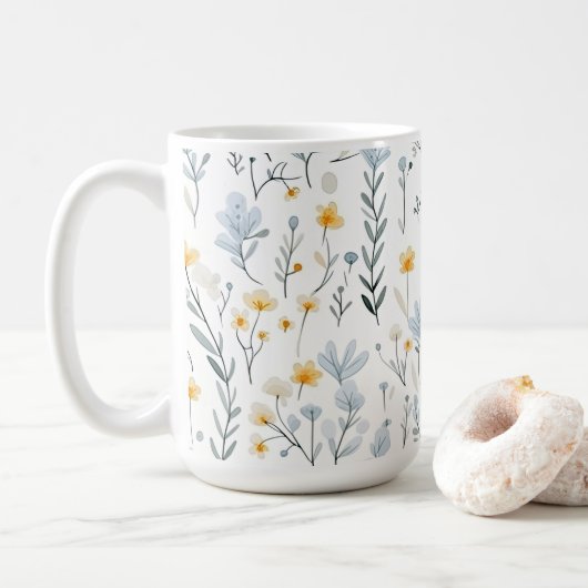 Minimal Gentle Colorful Garden Wildblumen Kinderzi Kaffeetasse (Mit Donut)