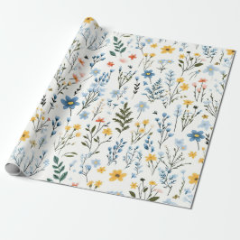 Minimal Gentle Colorful Garden Wildflowers Nursery Geschenkpapier