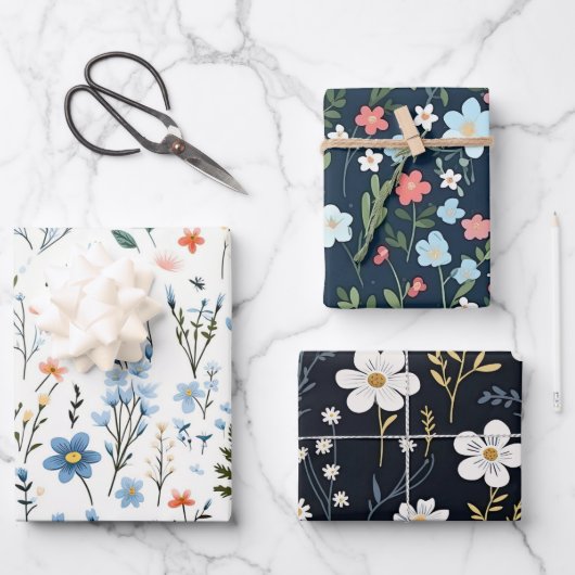 Minimal Gentle Colorful Garden Wildflowers Nursery Geschenkpapier Set (Vorderseite)