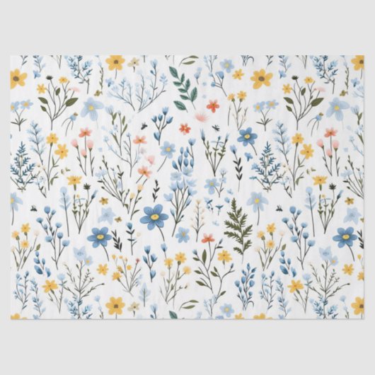 Minimal Gentle Colorful Garden Wildflowers Nursery Seidenpapier (Vorderseite)