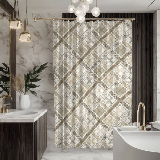 Minimal Geometric Curtain Subtle Pastel Design Duschvorhang