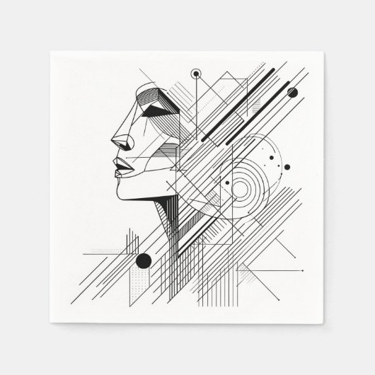 Minimal Geometric Face  Serviette (Vorderseite)