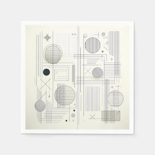 Minimal Geometric Line Art Serviette (Vorderseite)