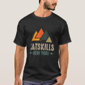 Minimal Geometric Mountains Catskills New York Vin T-Shirt (Vorderseite)