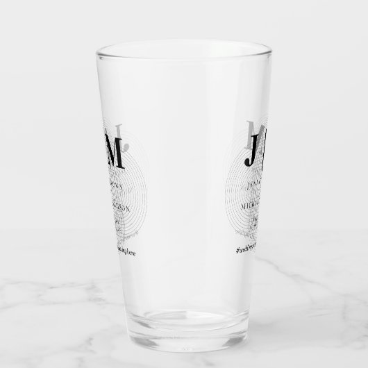 Minimal Geometric Schwarz-weiß Simple Wedding Glas (Rechts)