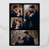 Minimal Geometrische Art Deco Hochzeit Schwarzes G Folieneinladung (Rückseite)